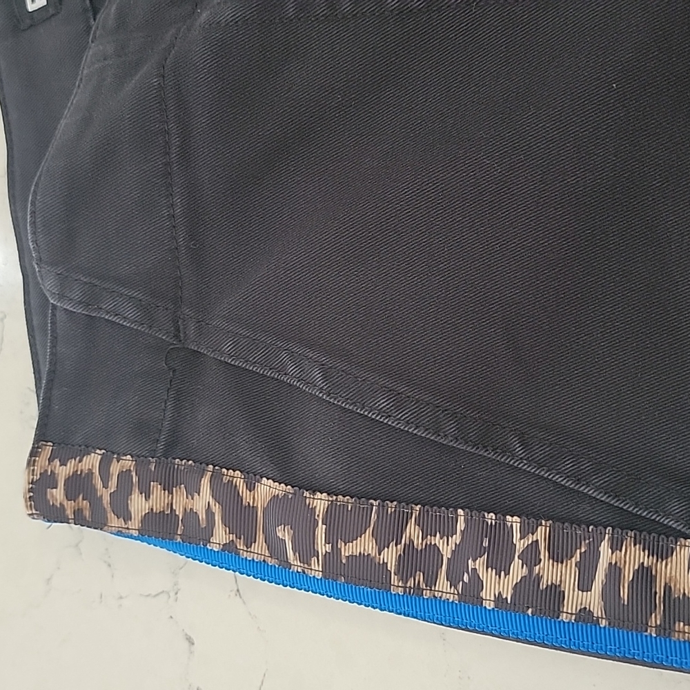 Pam & Gela black cargo jogger moto pants leopard and blue racer stripe size 26 - Picture 11 of 15